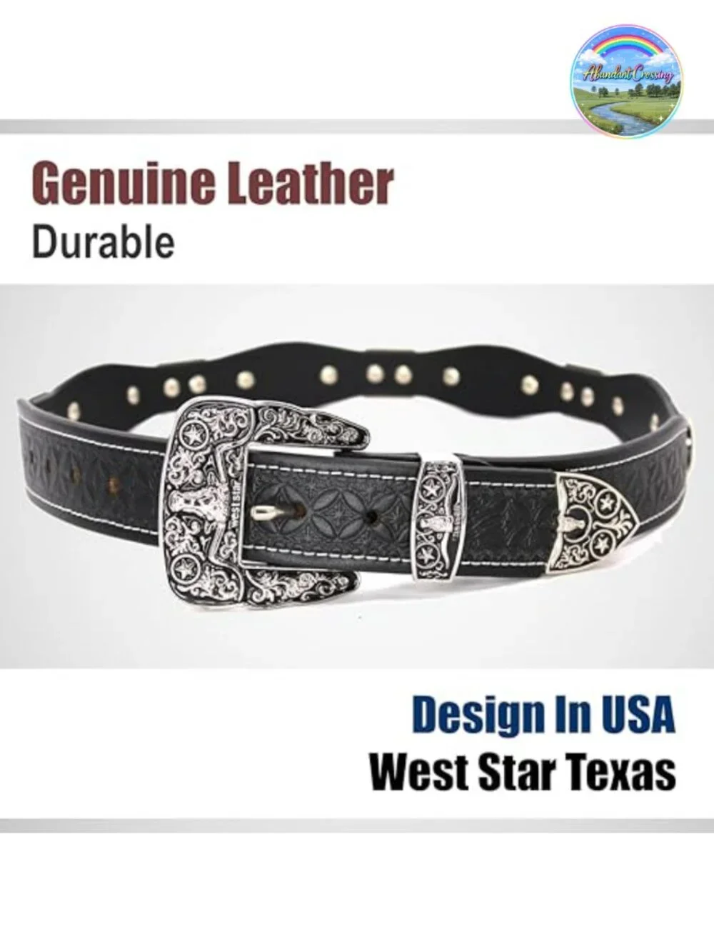 Genuine Leather Western Concho Belt Rodeo Cowboy Style